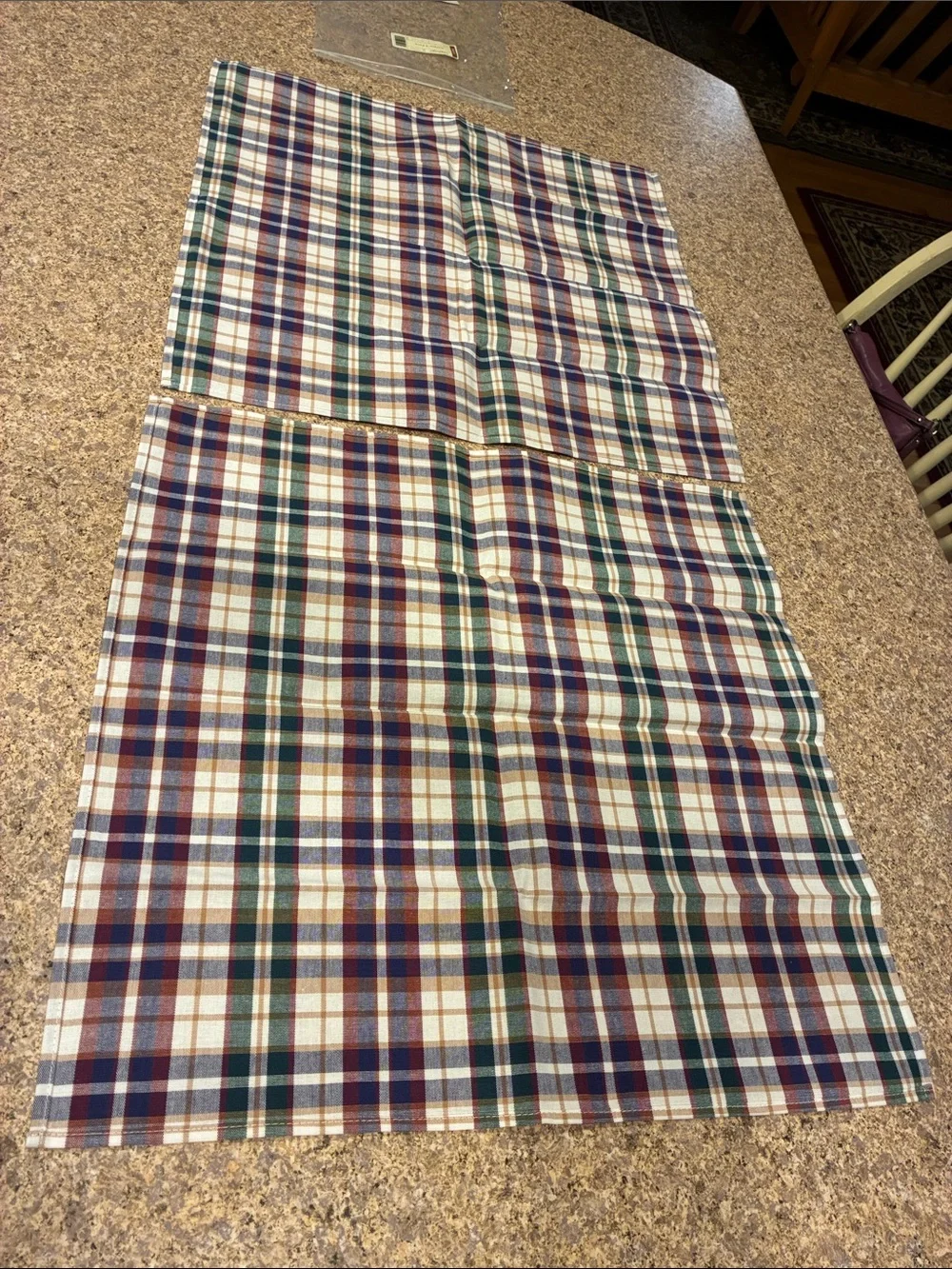 Longaberger Woven Traditions Plaid Cotton Fabric Napkins SMELLS MUSTY